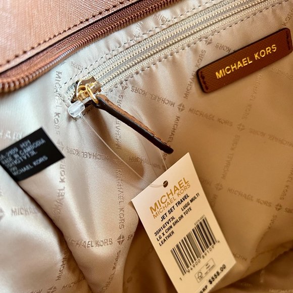 Michael Kors Jet Set Travel Large X Chained Tote Bag MK Brown Multi - Picture 8 of 10